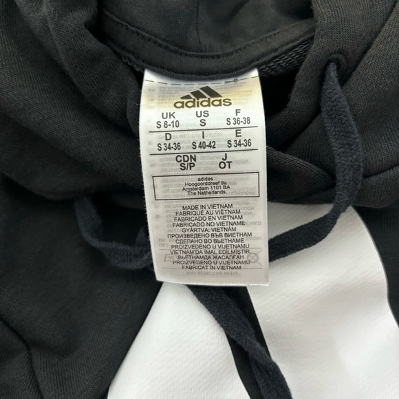 Adidas Women's Essentials Relaxed Logo Hoodie Black Pullover Sweatshirt Small - Picture 3 of 5